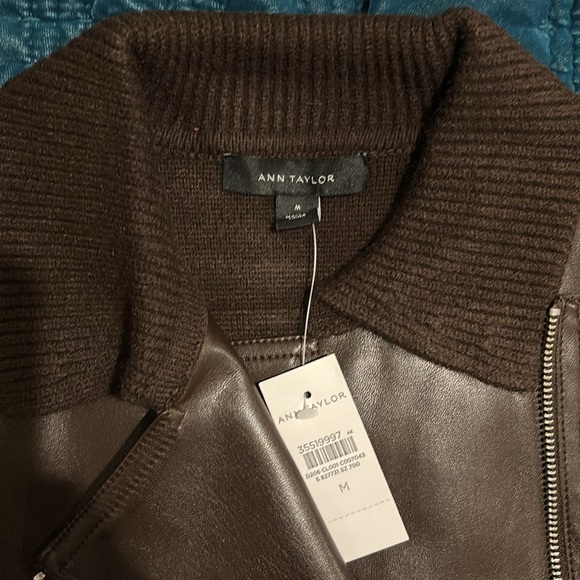 NWT Faux Leather Moto Sweater Jacket - Picture 2 of 7